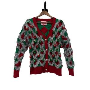 Tipsy Elves Women Tacky Tinsel Cardigan XL Holiday Party Ugly Sweater Christmas
